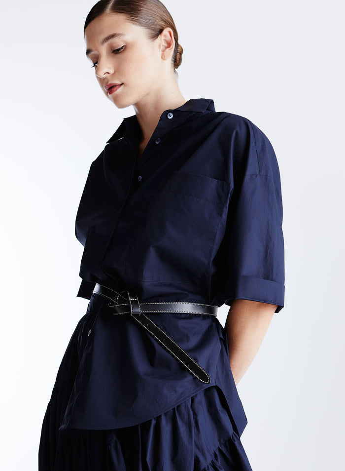 SHORT-SLEEVED SHIRT IN LIGHT COTTON POPLIN