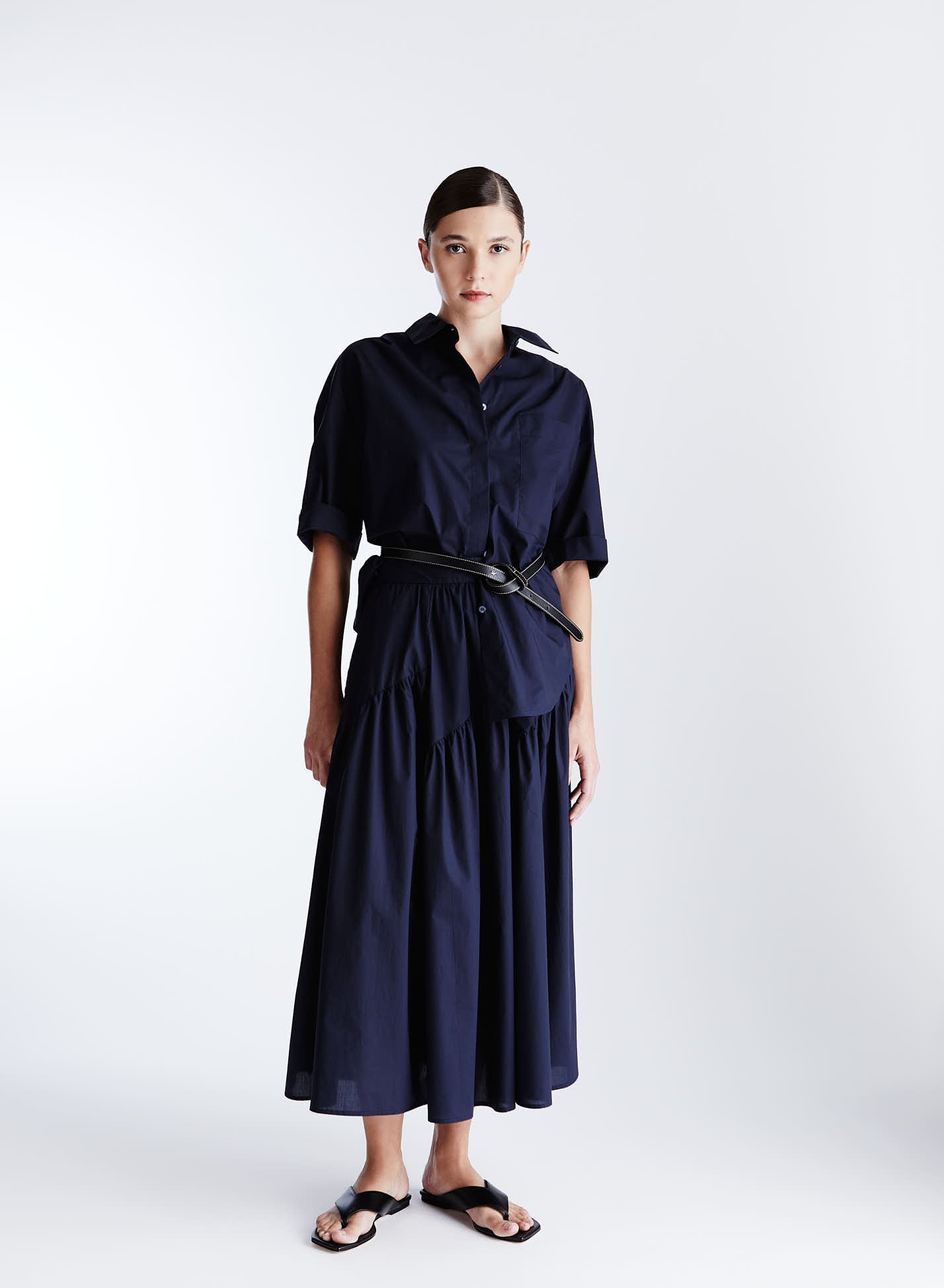 COTTON POPLIN FLARED SKIRT