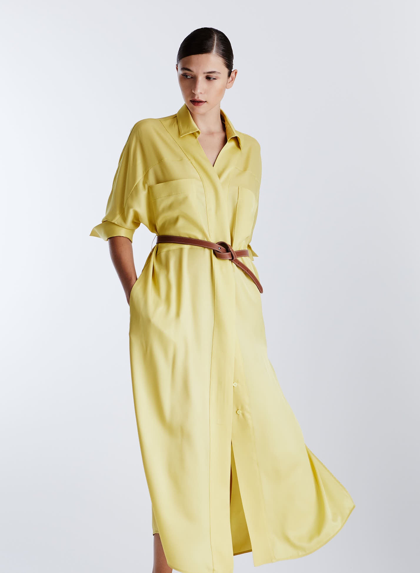 ABITO CHEMISIER LONGUETTE IN TWILL DI MISTO SETA