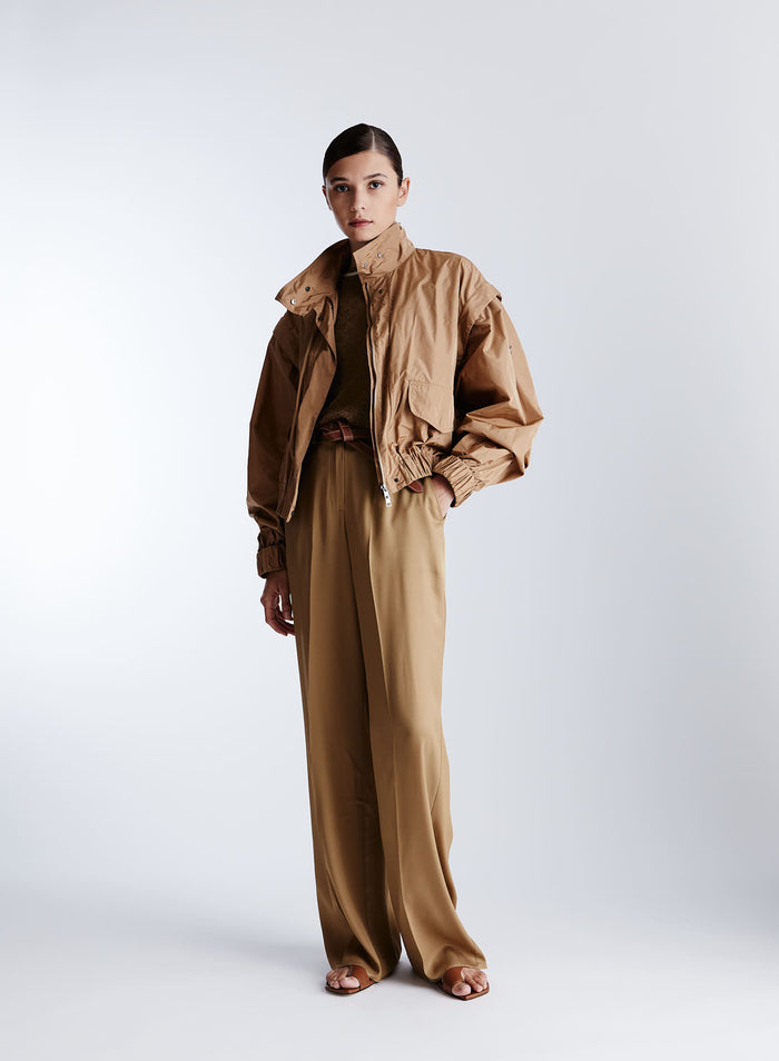 SILK BLEND TWILL TAILORED PANTS