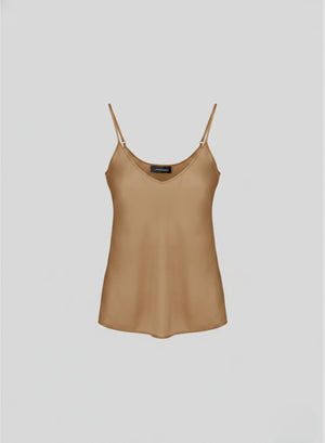 TOP CON BRETELLINE IN TWILL DI MISTO SETA