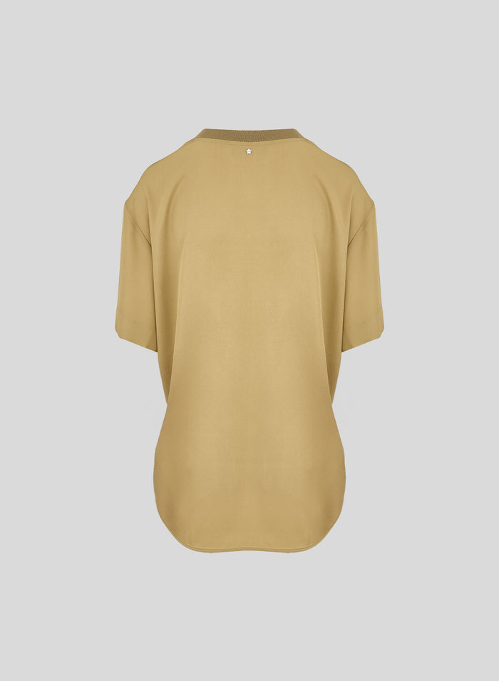 OVERSIZED SILK BLEND TWILL T-SHIRT