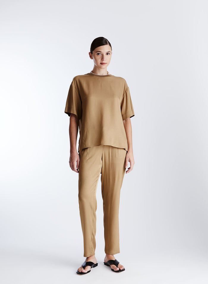OVERSIZED SILK BLEND TWILL T-SHIRT