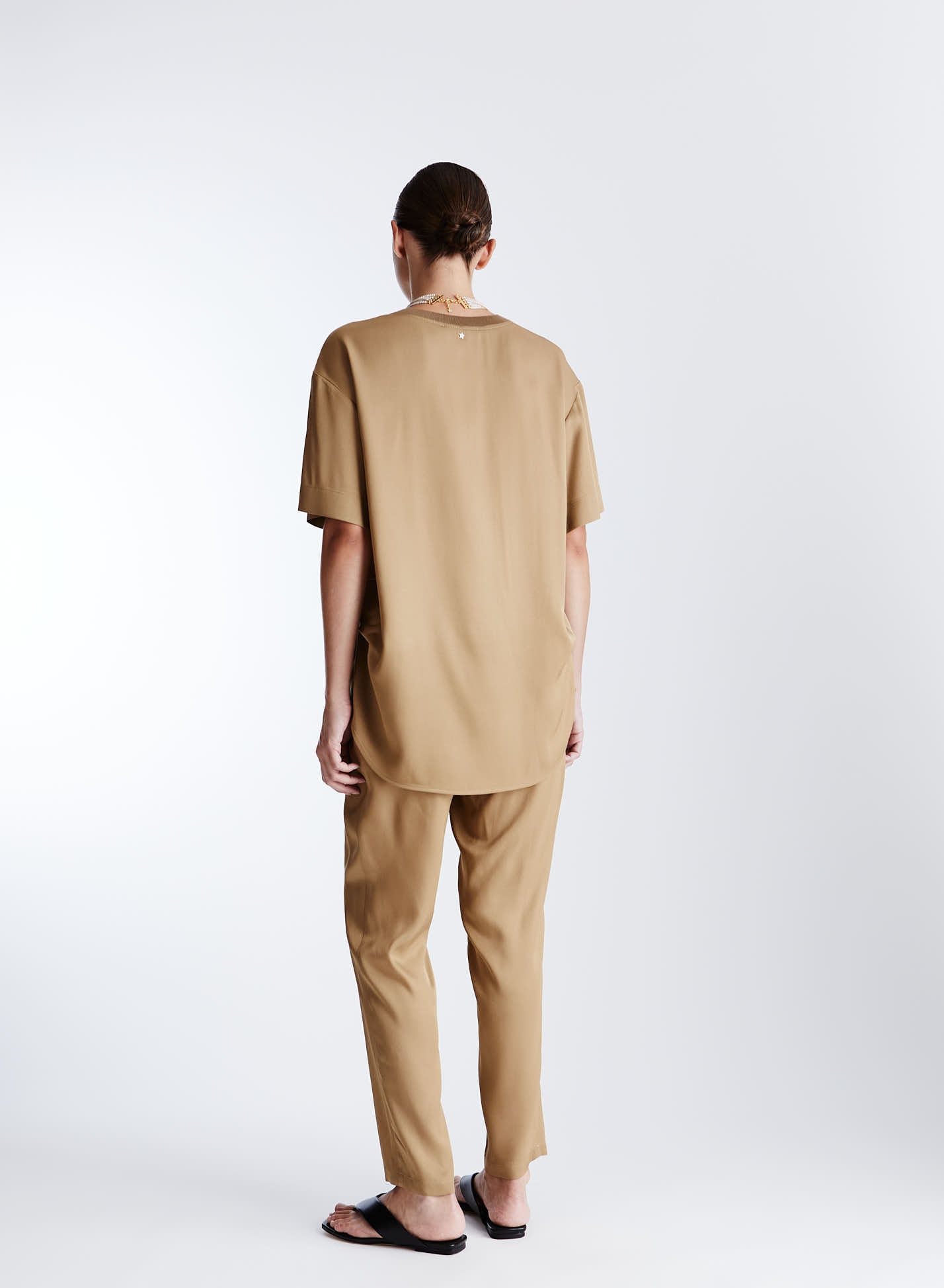 OVERSIZED SILK BLEND TWILL T-SHIRT