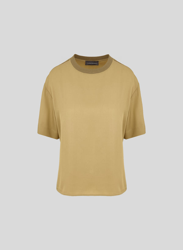 OVERSIZED SILK BLEND TWILL T-SHIRT
