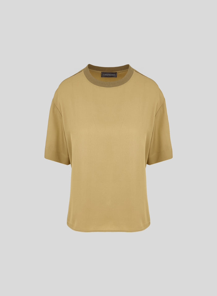 OVERSIZED SILK BLEND TWILL T-SHIRT