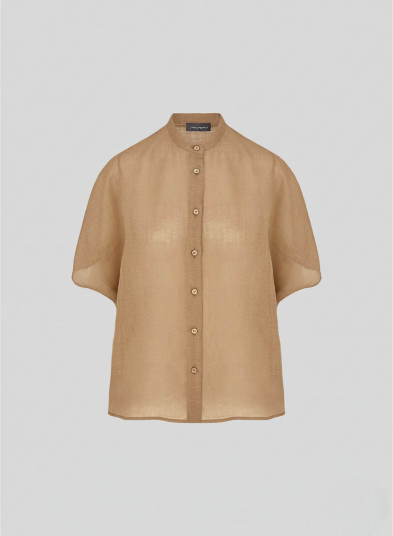 RAMIE TWILL KOREAN COLLAR SHIRT