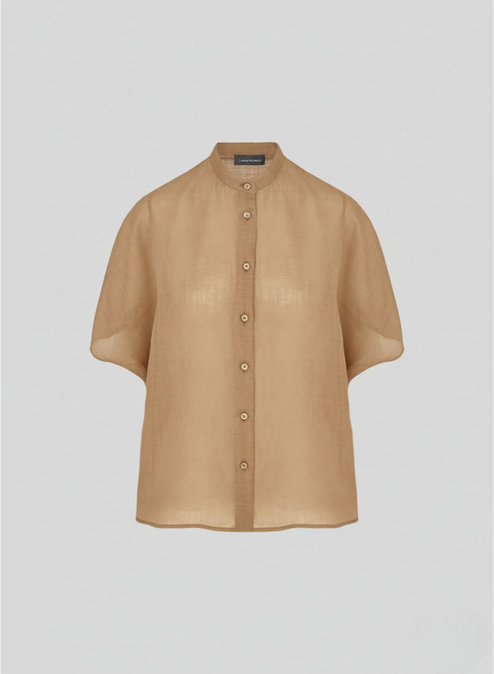 RAMIE TWILL KOREAN COLLAR SHIRT