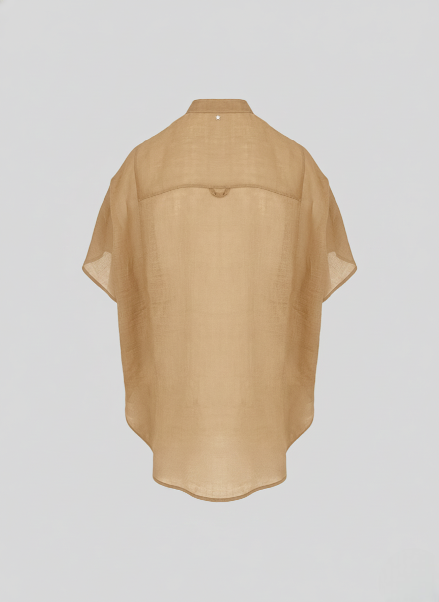 RAMIE TWILL KOREAN COLLAR SHIRT