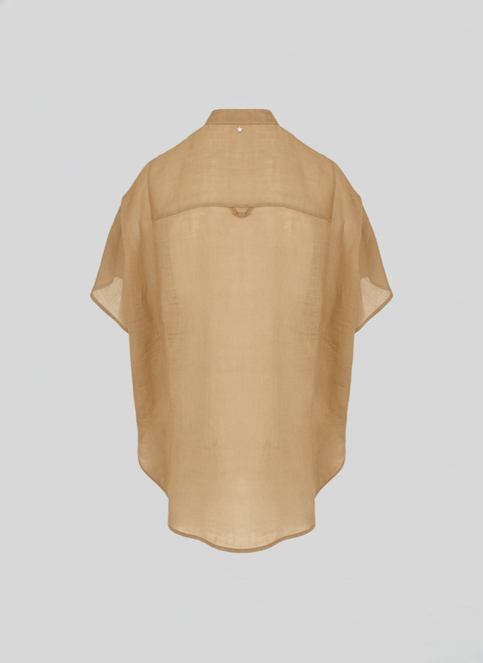 RAMIE TWILL KOREAN COLLAR SHIRT