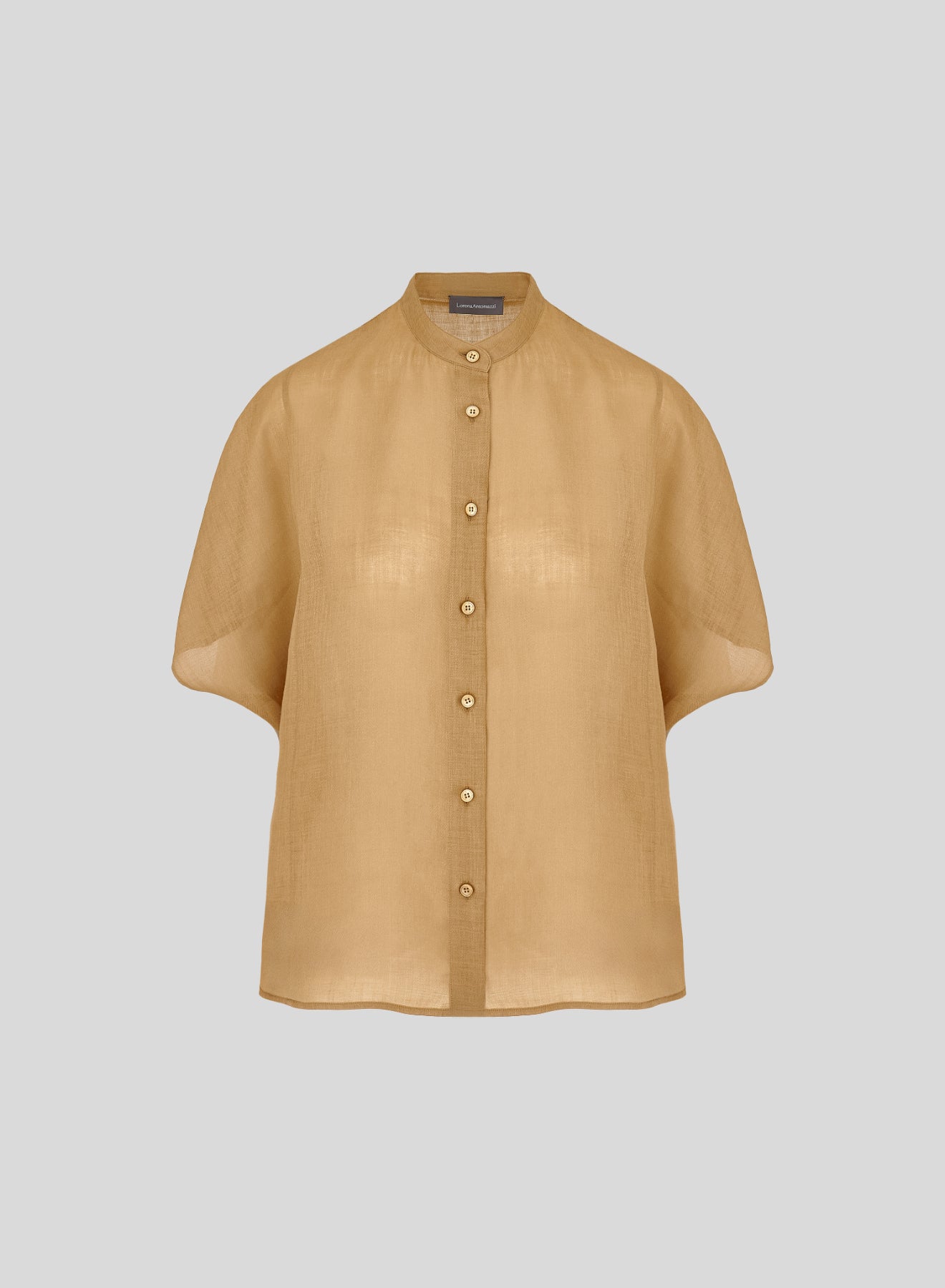 RAMIE TWILL KOREAN COLLAR SHIRT