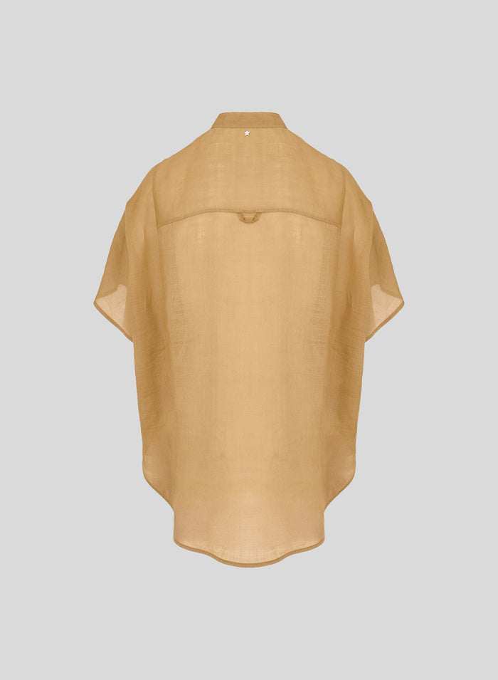 RAMIE TWILL KOREAN COLLAR SHIRT