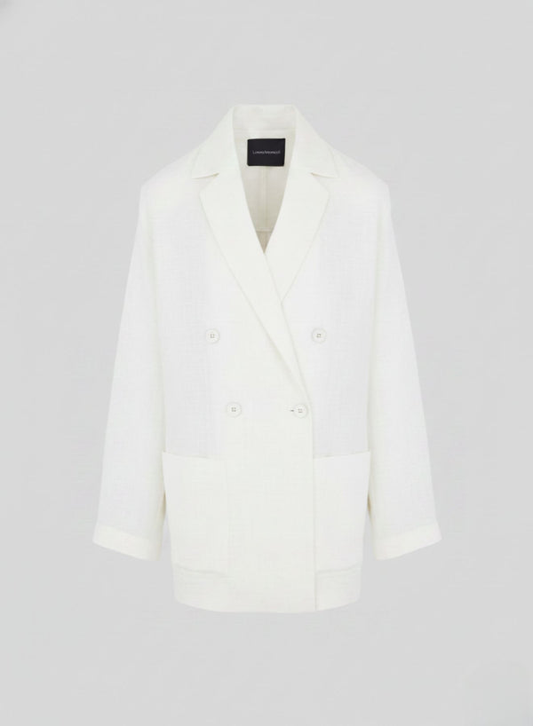 DOUBLE-BREASTED RAMIE TWILL JACKET