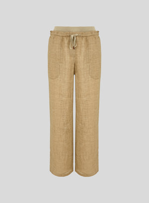 PANTALONI A GAMBA LARGA IN TWILL DI RAMIE