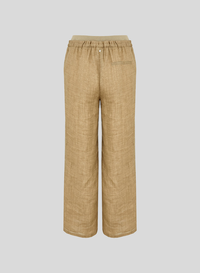 PANTALONI A GAMBA LARGA IN TWILL DI RAMIE