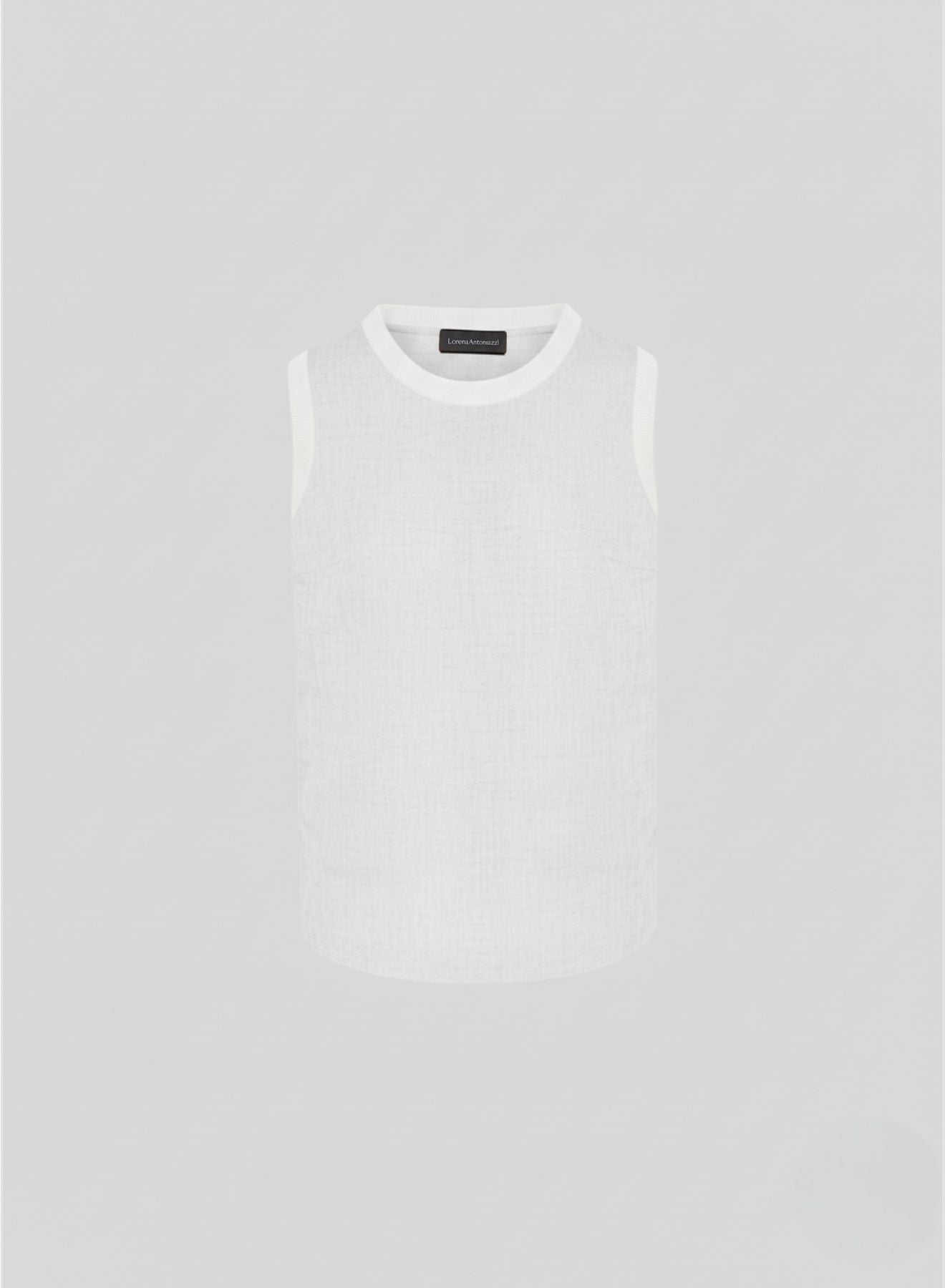 TOP SMANICATO IN TWILL DI RAMIE