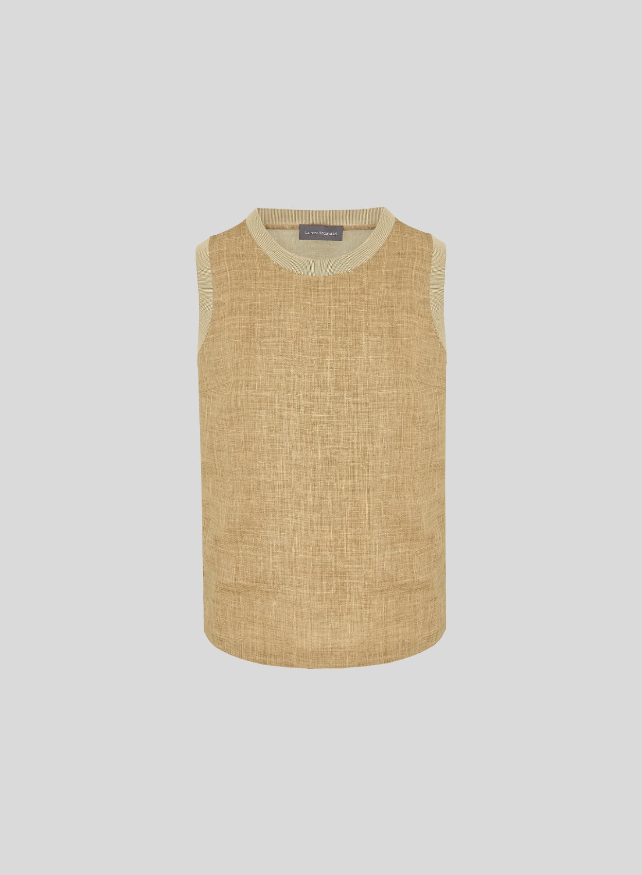 TOP SMANICATO IN TWILL DI RAMIE