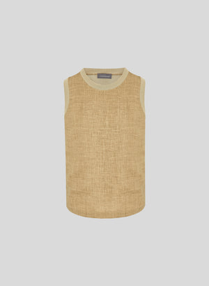 TOP SMANICATO IN TWILL DI RAMIE