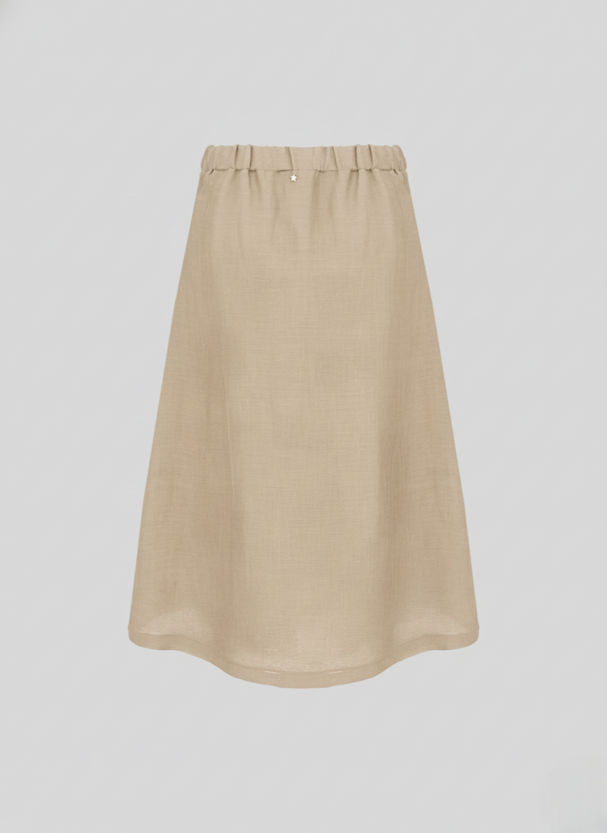 EMBROIDERED RAMIE MIDI SKIRT