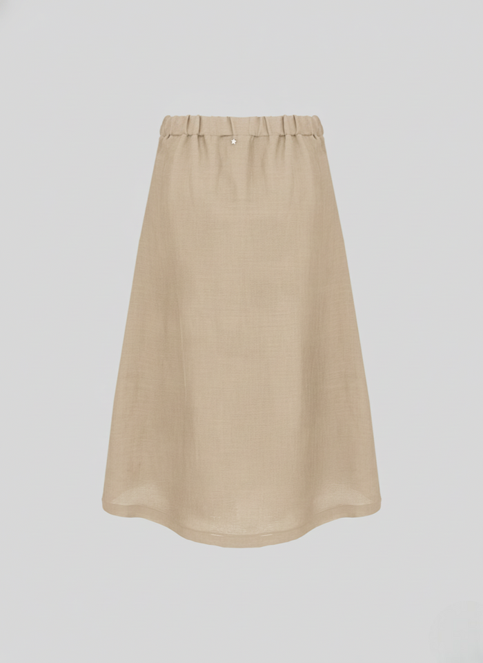 EMBROIDERED RAMIE MIDI SKIRT