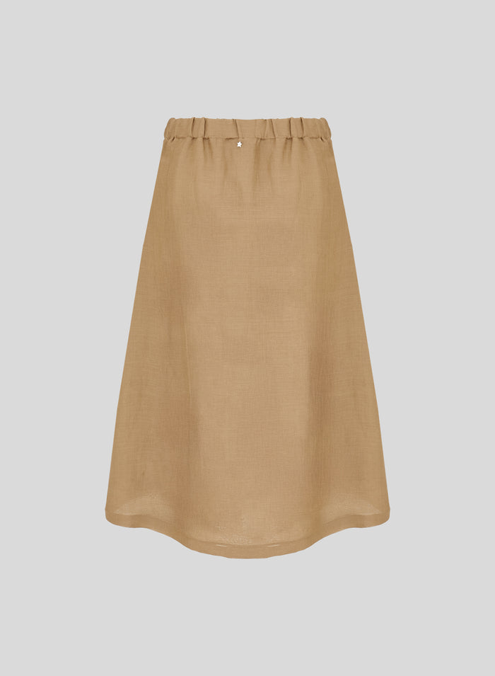 EMBROIDERED RAMIE LONGUETTE SKIRT