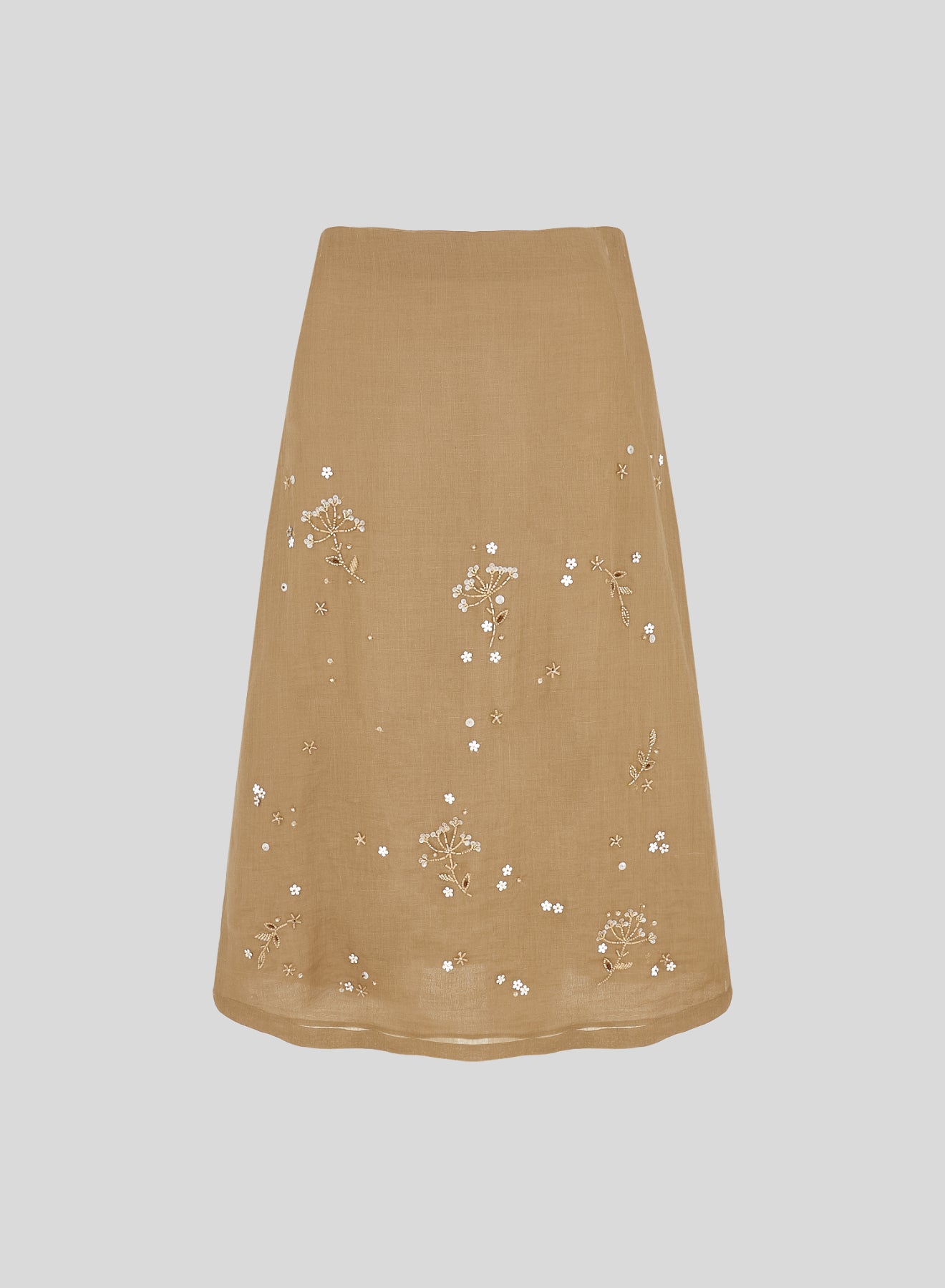 EMBROIDERED RAMIE LONGUETTE SKIRT