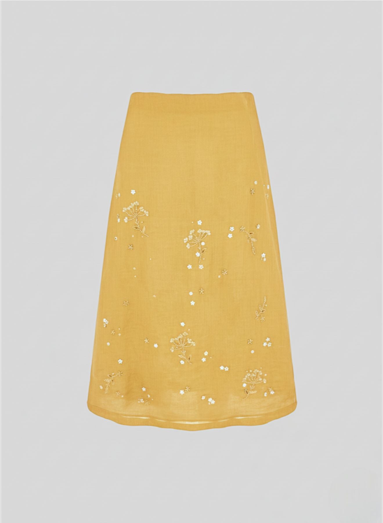 EMBROIDERED RAMIE MIDI SKIRT