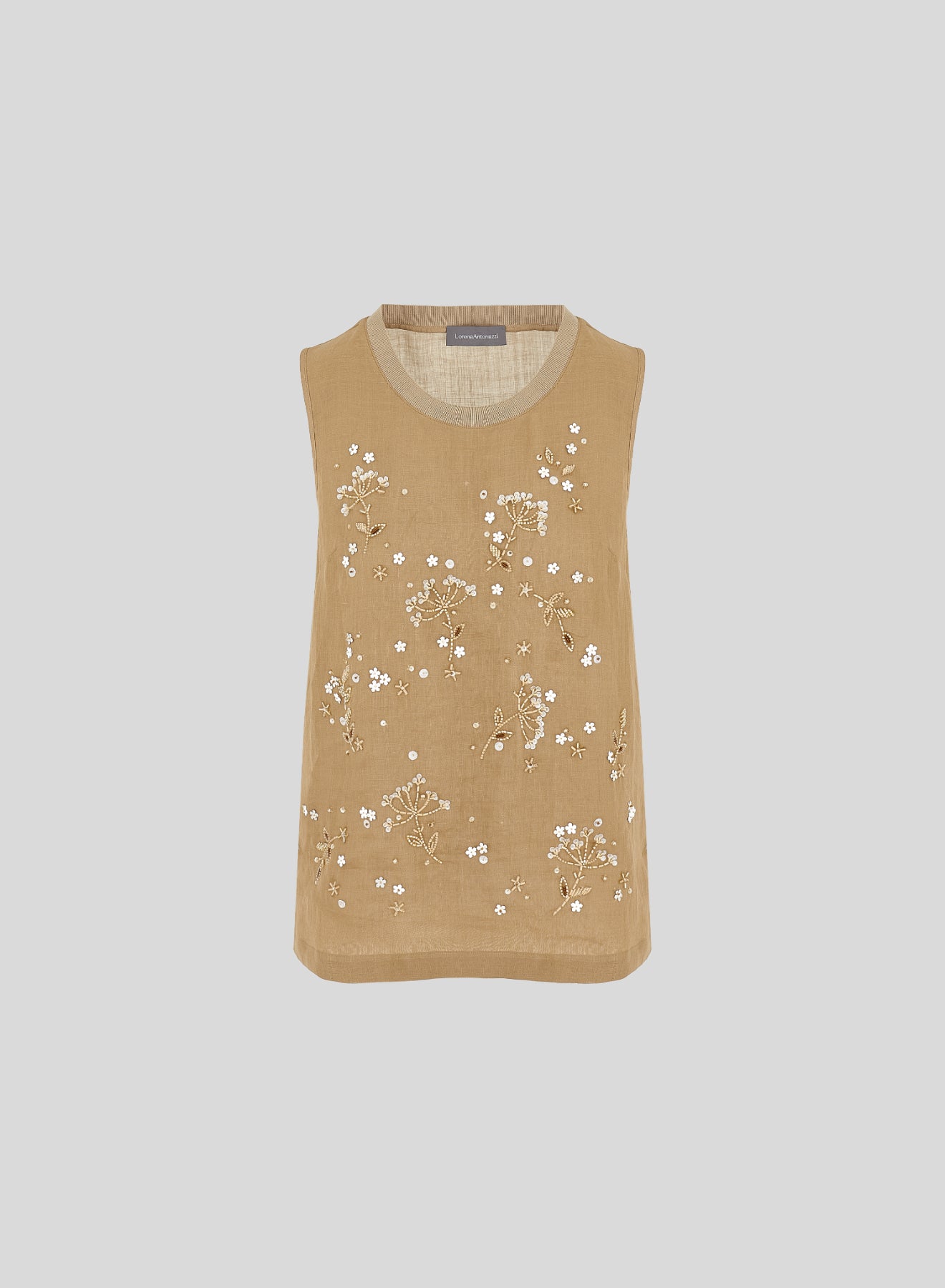 EMBROIDERED RAMIE SLEEVELESS TOP