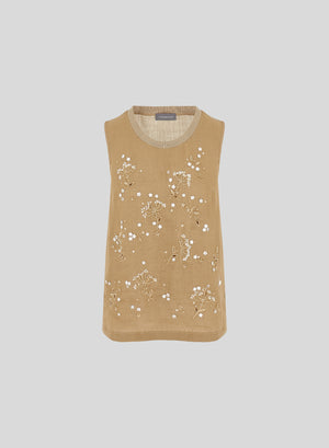 TOP SMANICATO IN RAMIE RICAMATO