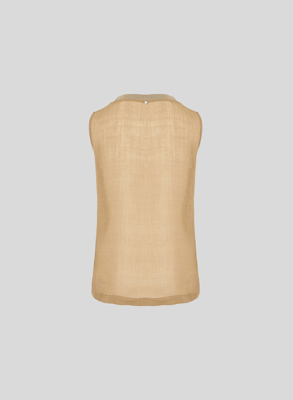 EMBROIDERED RAMIE SLEEVELESS TOP