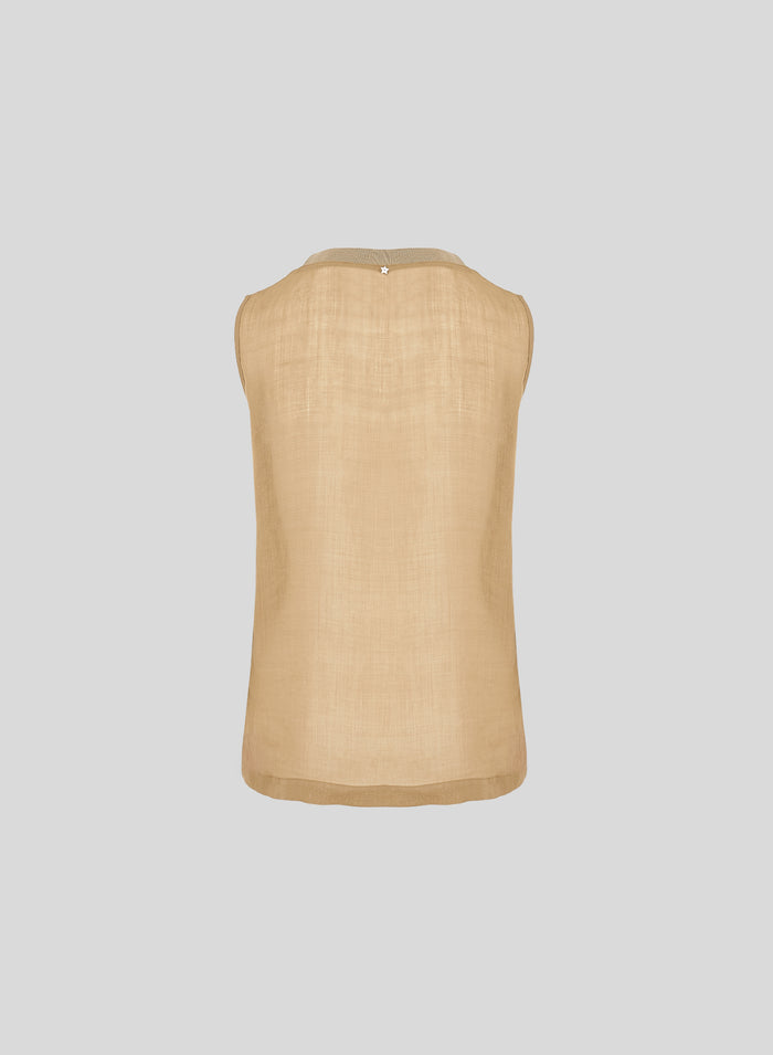 EMBROIDERED RAMIE SLEEVELESS TOP