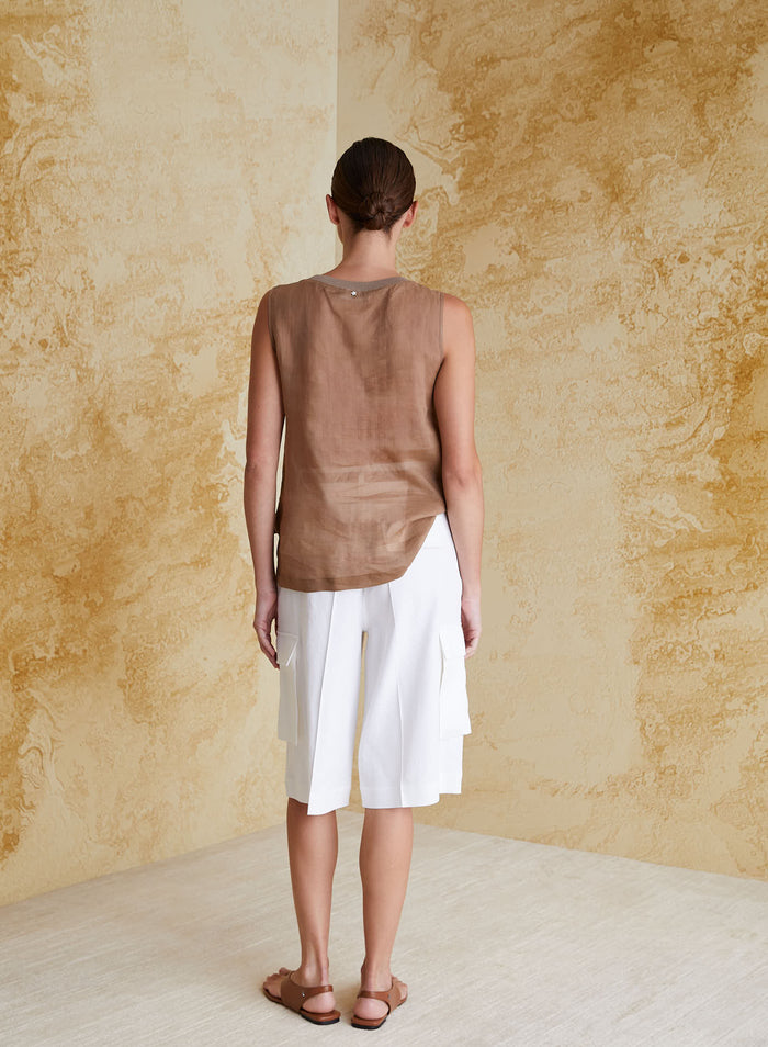 EMBROIDERED RAMIE SLEEVELESS TOP