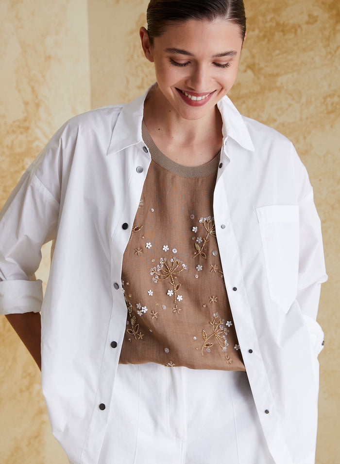 EMBROIDERED RAMIE SLEEVELESS TOP