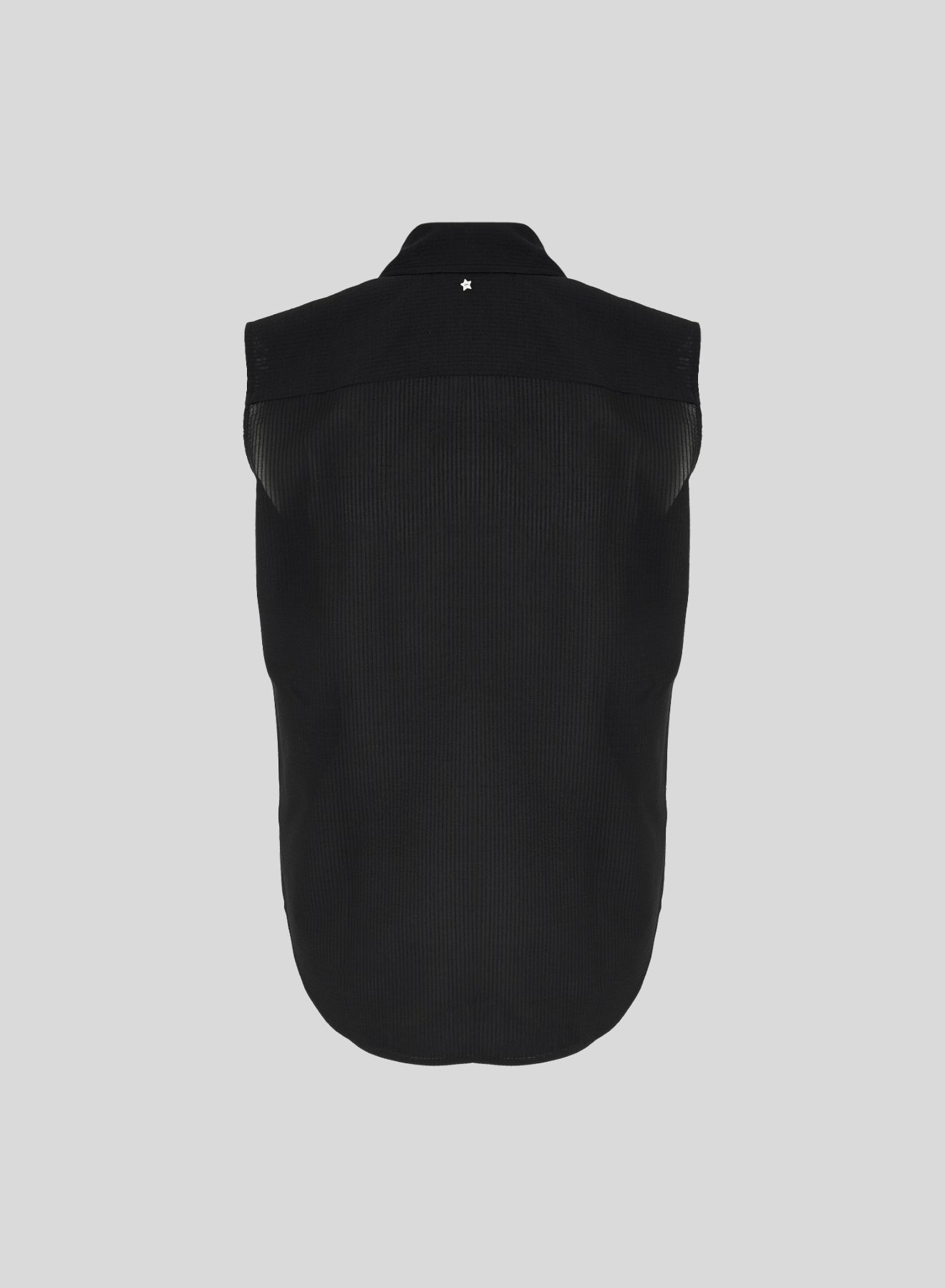 SLEEVELESS SHIRT IN COTTON, SILK, AND VISCOSE SEERSUCKER