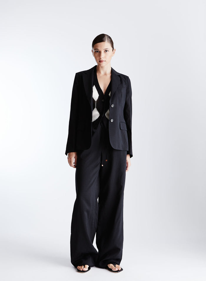 COTTON, SILK, AND VISCOSE SEERSUCKER JACKET