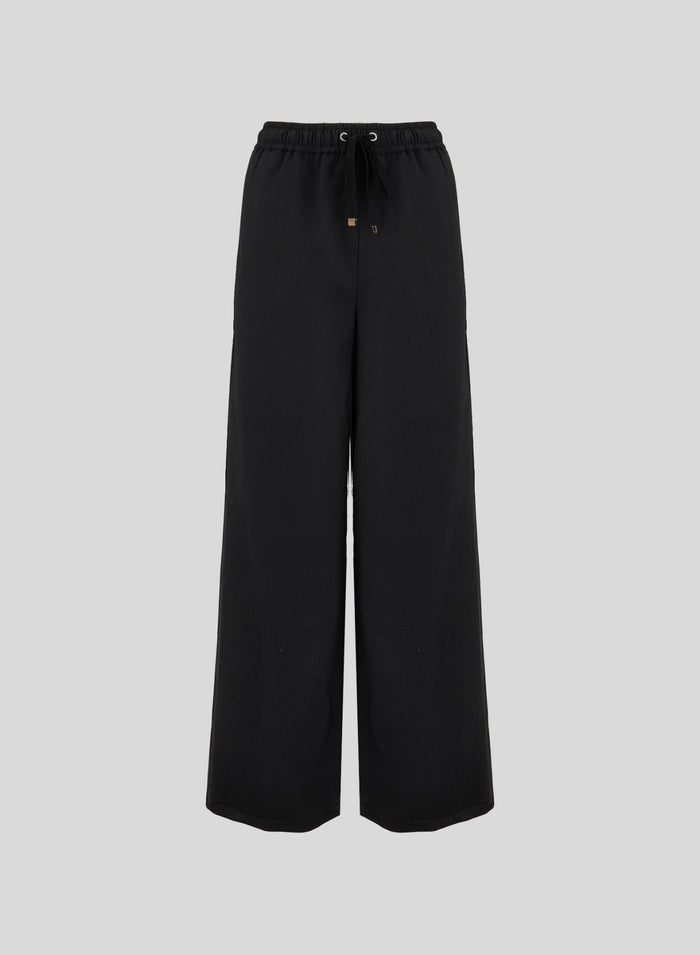 COTTON, SILK, AND VISCOSE SEERSUCKER PANTS