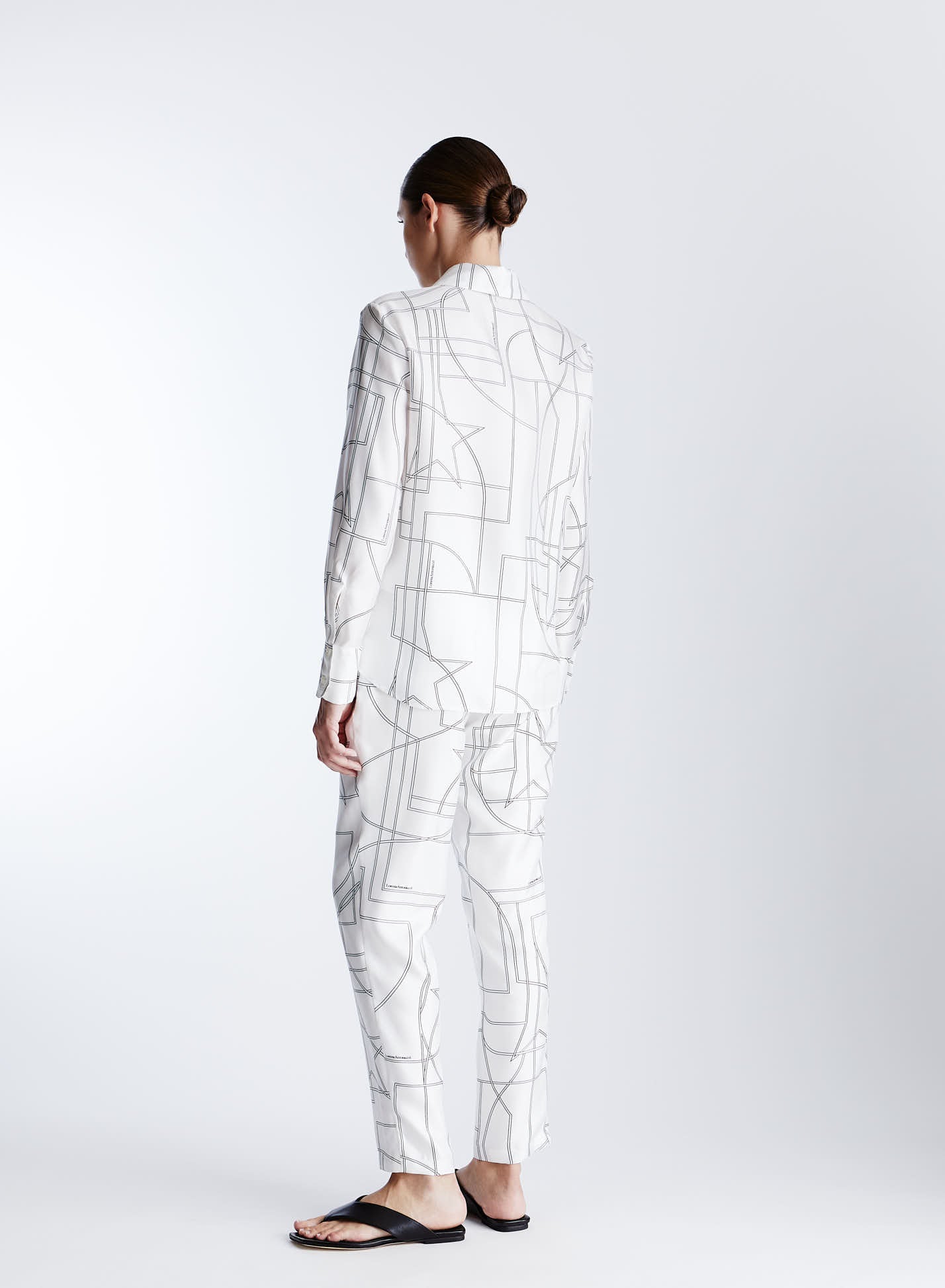 SILK TWILL SHIRT WITH GEOMETRIC STAR DESIGN