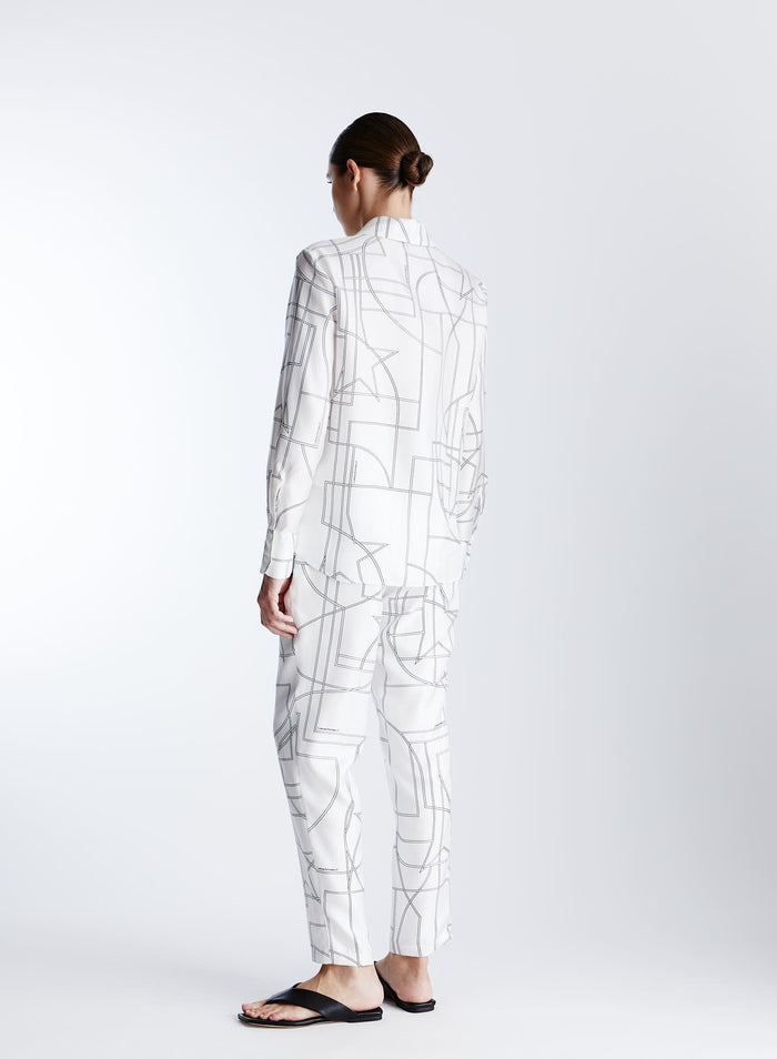 SILK TWILL SHIRT WITH GEOMETRIC STAR DESIGN