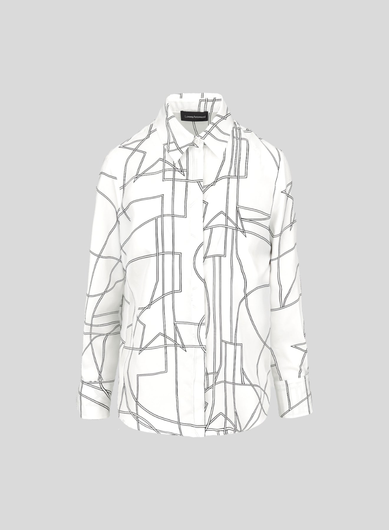 SILK TWILL SHIRT WITH GEOMETRIC STAR DESIGN