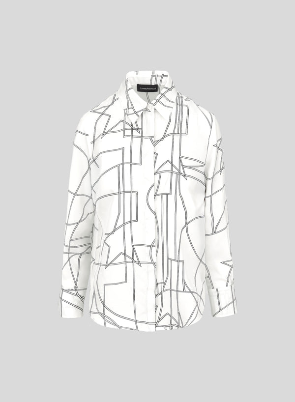 SILK TWILL SHIRT WITH GEOMETRIC STAR DESIGN