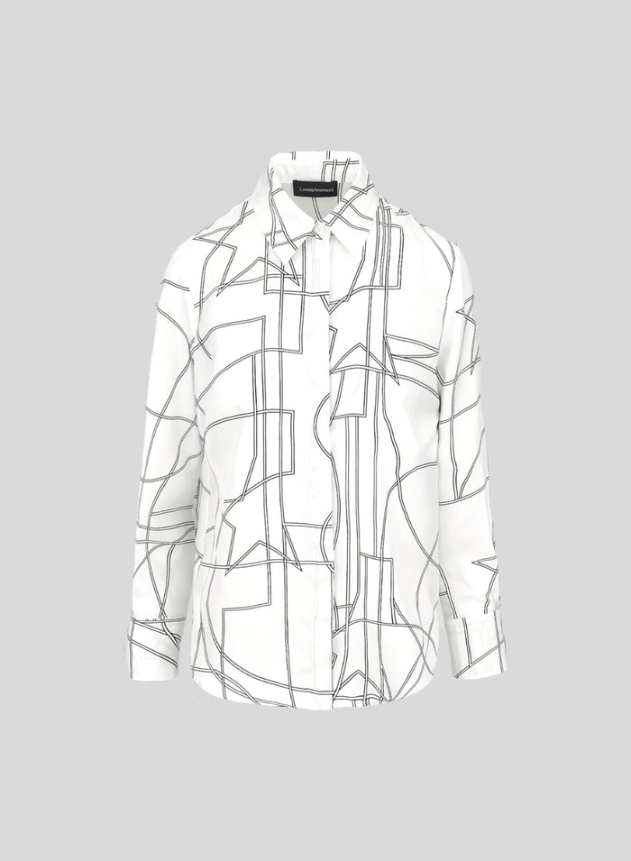 SILK TWILL SHIRT WITH GEOMETRIC STAR DESIGN