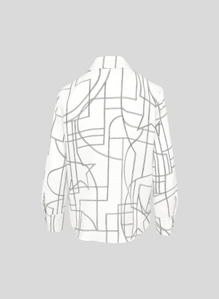 SILK TWILL SHIRT WITH GEOMETRIC STAR DESIGN