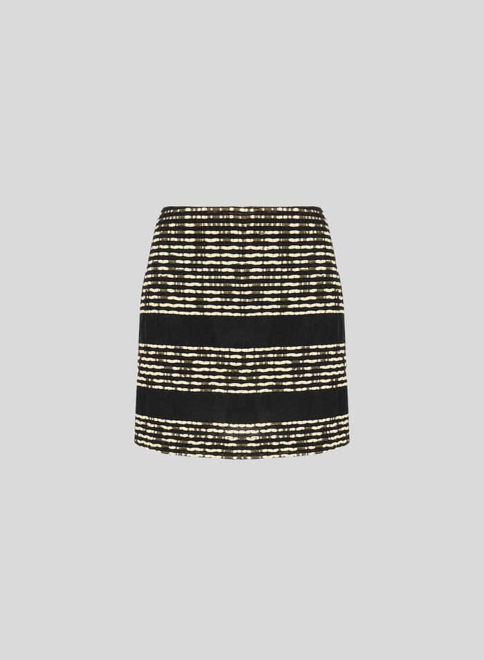 TEXTURED COTTON BLEND MINISKIRT