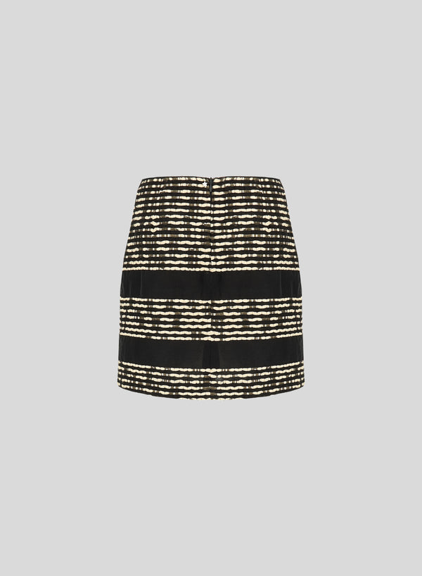 TEXTURED COTTON BLEND MINISKIRT