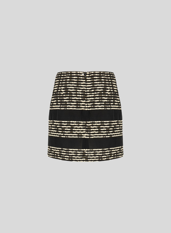 TEXTURED COTTON BLEND MINISKIRT