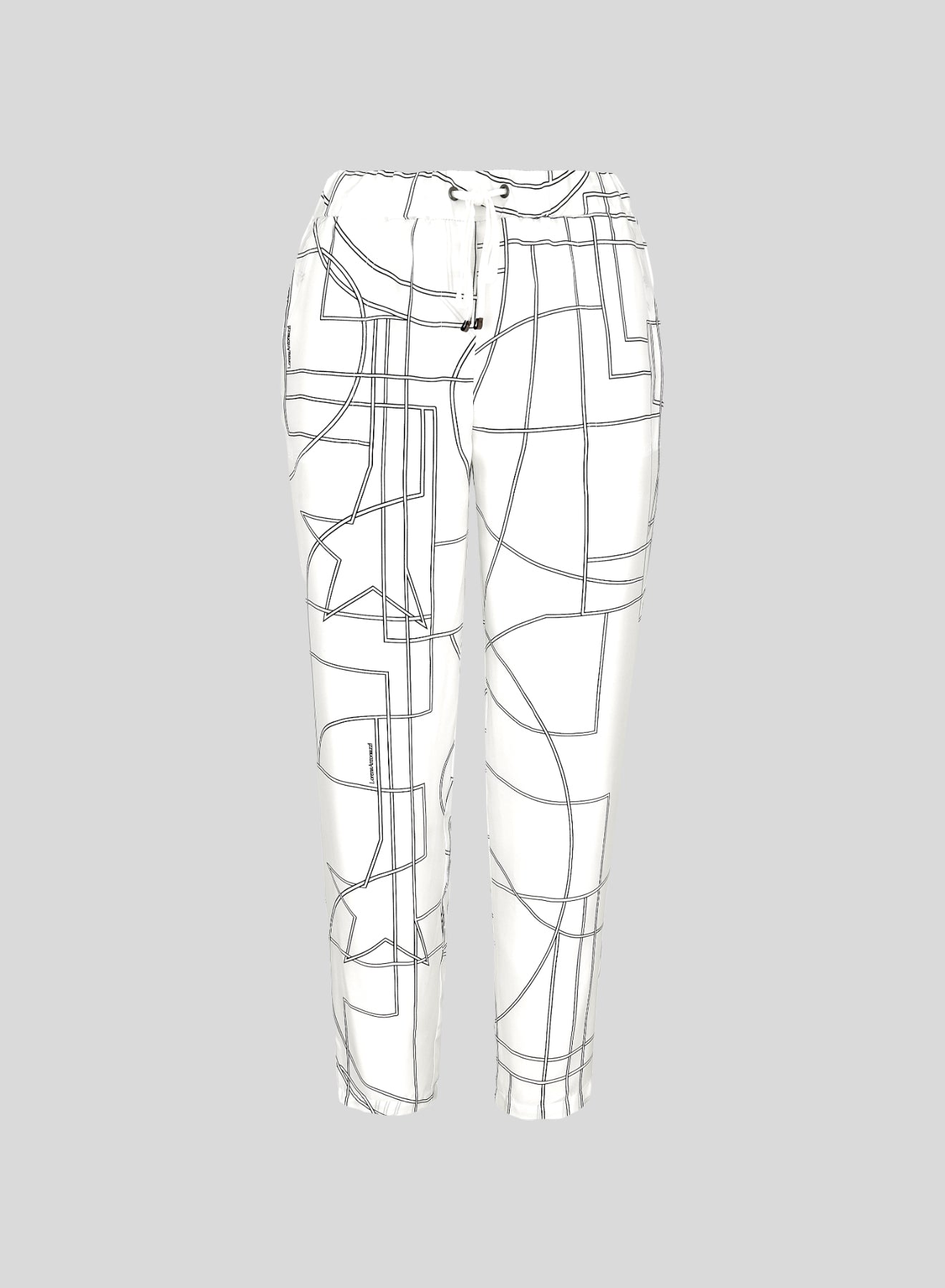 JOGGERS IN TWILL DI SETA CON DISEGNO GEOMETRICO A STELLA
