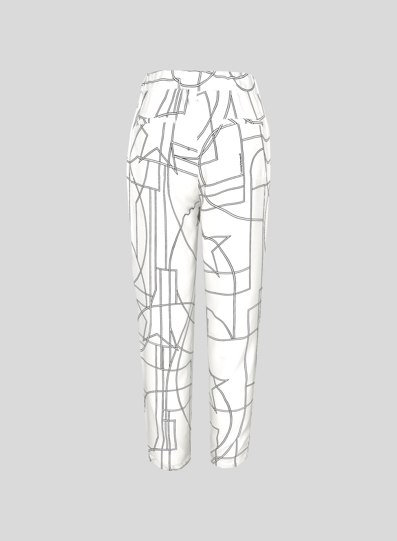 JOGGERS IN TWILL DI SETA CON DISEGNO GEOMETRICO A STELLA