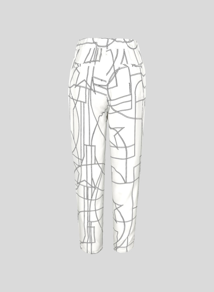 JOGGERS IN TWILL DI SETA CON DISEGNO GEOMETRICO A STELLA
