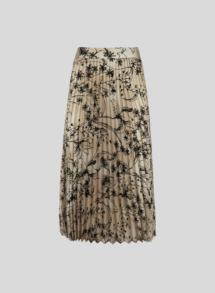 PLEATED MIDI SKIRT WITH FLORAL PRINT