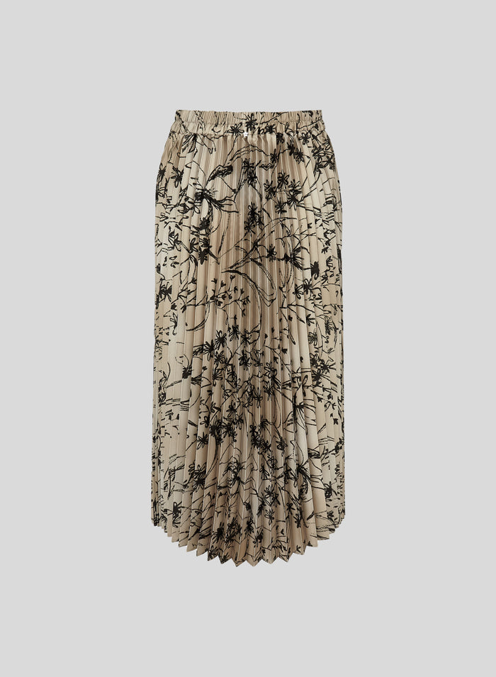 PLEATED MIDI SKIRT WITH FLORAL PRINT